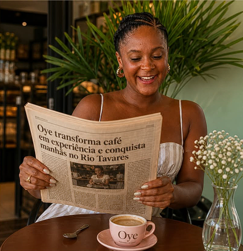 Ambiente acolhedor da Oye Padaria e Café